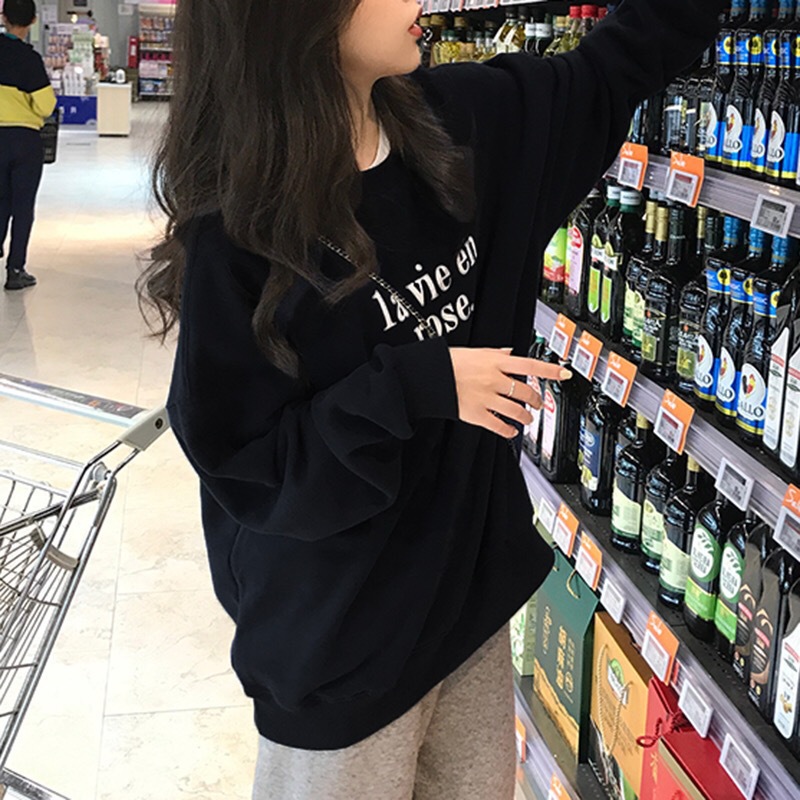 Picture of Wholesale 2025 Spring New Korean Style Loose Letter Printed Thin Sweatshirt Women's Pullover Long-Sleeved Student Top Trendy
