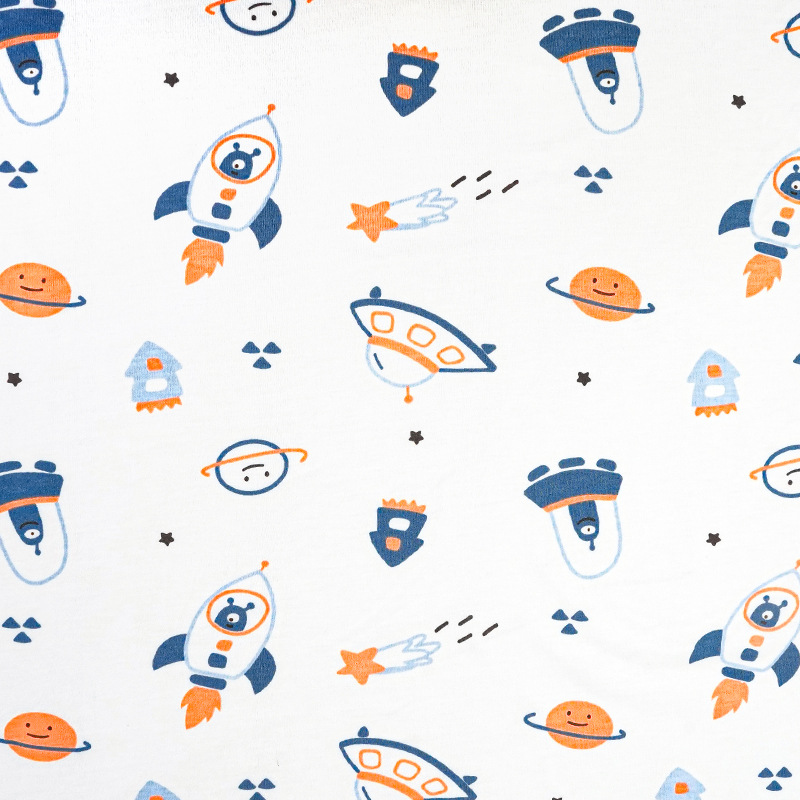 Picture of Bamboo Cotton Jacquard Printed Fabric Baby Summer Anti-Mosquito Jumpsuit Bamboo Fiber Fabric 70 Bamboo 30 Cotton Jersey