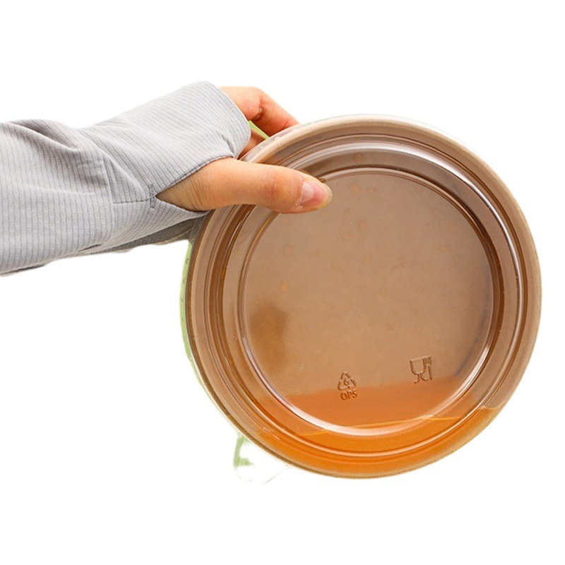 Kraft paper salad bowl disposable porridge bucket takeaway packing paper bowl round with lid cup salad paper bowl
