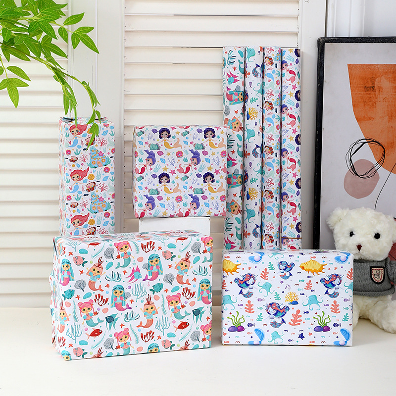Amazon mermaid printing wrapping paper children's birthday gift wrapping paper gift wrapping paper children's book wrapping paper