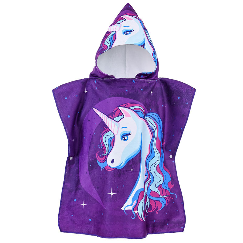 Picture of Children's Cape Bath Towel Microfiber Warp Knitted Cute Cartoon Printed Towel Can Be Worn in the Shower Hooded Absorbent Bathrobe