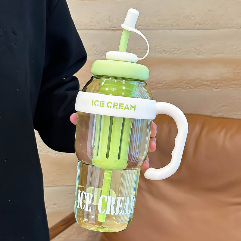 Picture of Net red belly cup high color value large capacity handle cup summer ice cup plastic straw cup 2025 new