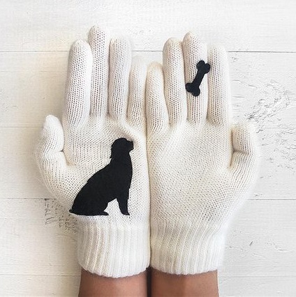 Picture of Foreign trade supply wish ladies wool gloves autumn and winter finger warm fun puppy bone cute printed gloves