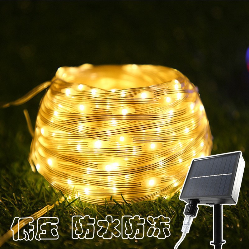 Cross-border new LED solar leather line light string bright colored lights outdoor street courtyard engineering waterproof lighting