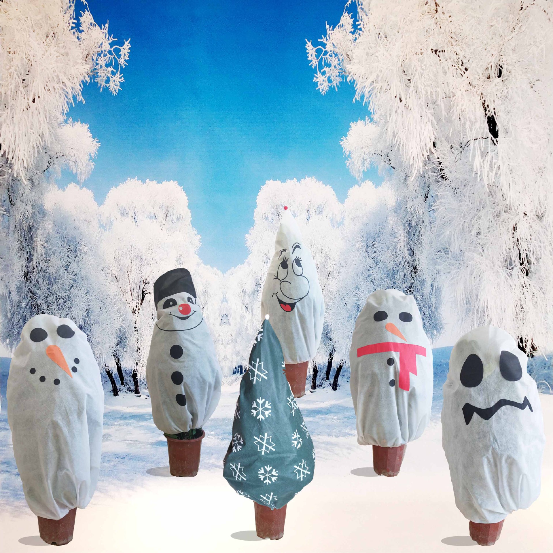 Picture of Christmas Gardening Decoration Supplies Non-Woven Christmas Tree Protective Cover Plant Cold-Proof and Insect-Proof Non-Woven Tree Cover