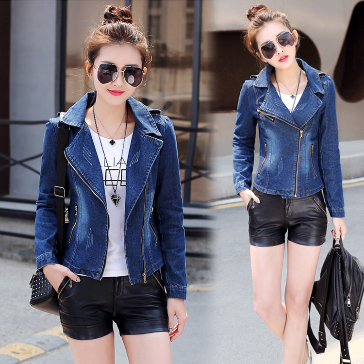 Women's Denim Jacket Spring New Women's Short Slim Slim Long-Sleeved Jacket Tops Women's Trendy