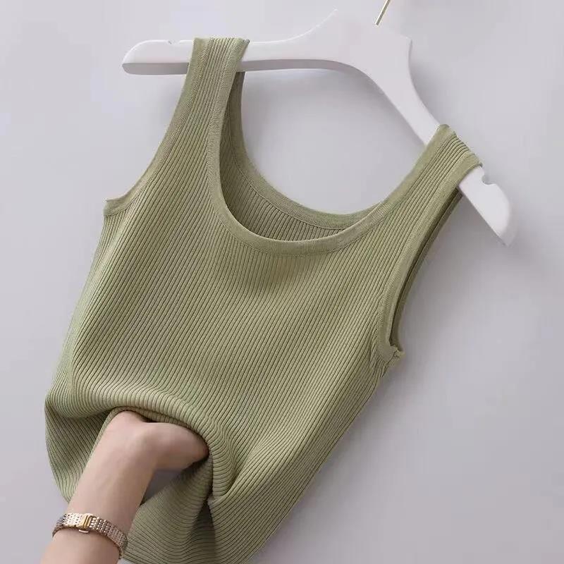 Picture of 40.00 kg-100.00 kg Sling Threaded Vest Women's Large Size Slim-fit Outer Wear Inner Base Shirt Sleeveless Thin Factory Outlet
