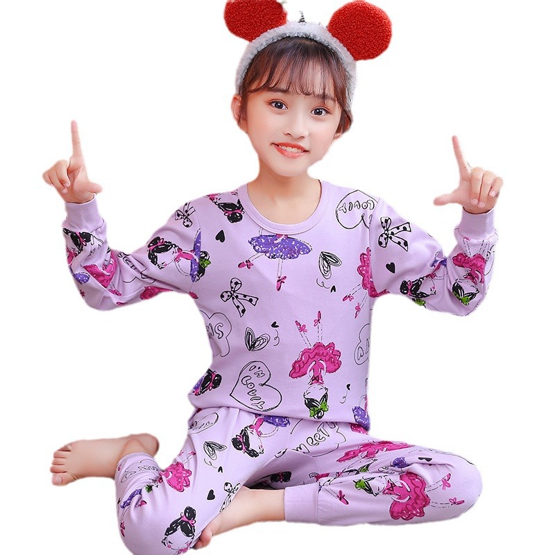 Picture of Children's autumn clothes long pants pure cotton boys' and girls' underwear suit cartoon children's autumn and winter new two-piece set bottoming