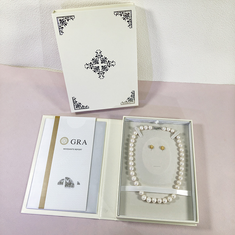 Flip Pearl Necklace Jewelry Box Fashion Book Pearl Beaded Earrings Gift Storage Display Box Factory Outlet