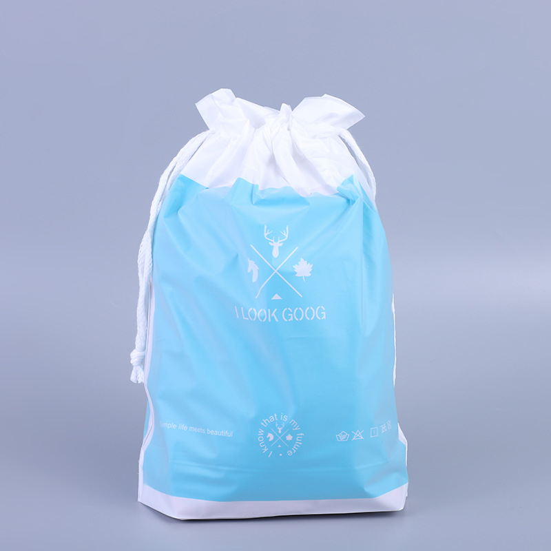 In stock wholesale clothes plastic packaging eva frosted gift bag travel storage underwear leggings drawstring bag