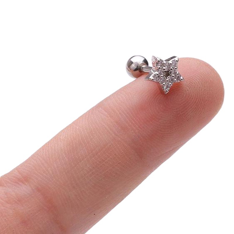AliExpress hot selling earrings zircon earrings stainless steel screws ear bone nails foreign trade creative ear jewelry wholesale