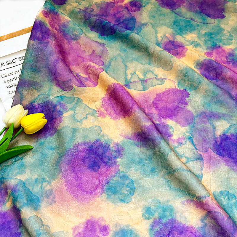 Colorful ink rhyme Tencel jacquard fabric handmade DIY fabric new Chinese style Hanfu cheongsam dress fabric