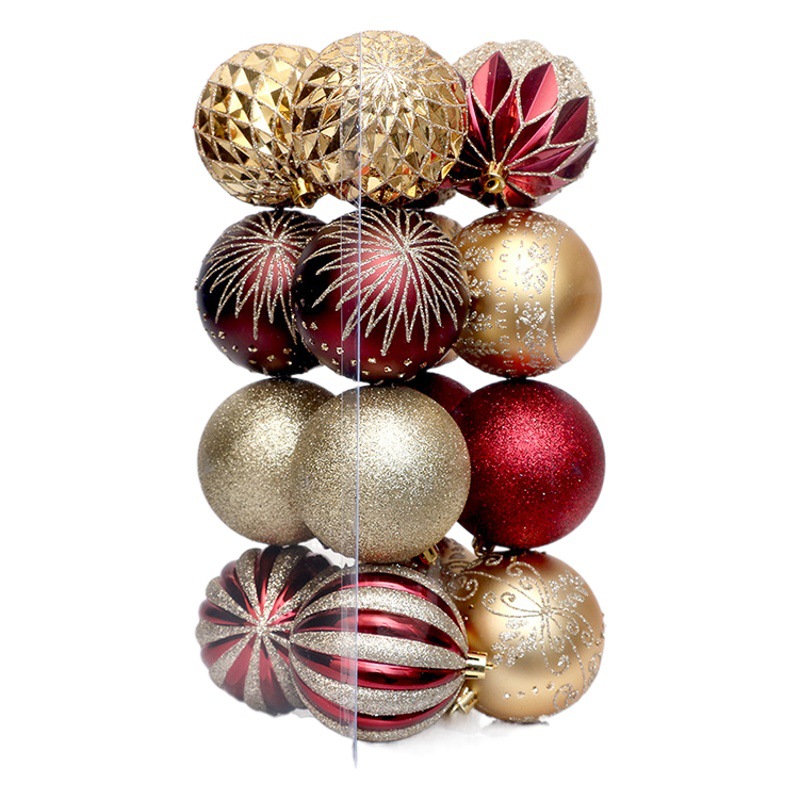 Cross-border new Christmas decorations 8CM/16 boutique painted Christmas ball suit Christmas tree ornaments