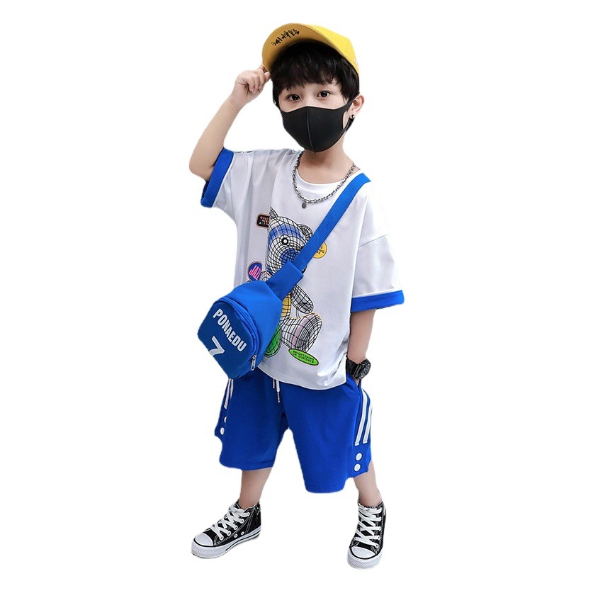 Children's Wear Boys Summer Wear Cartoon Short-sleeved suit 2025 New Style Western Style Children's Boys Summer Internet Celebrant Fashion Brand