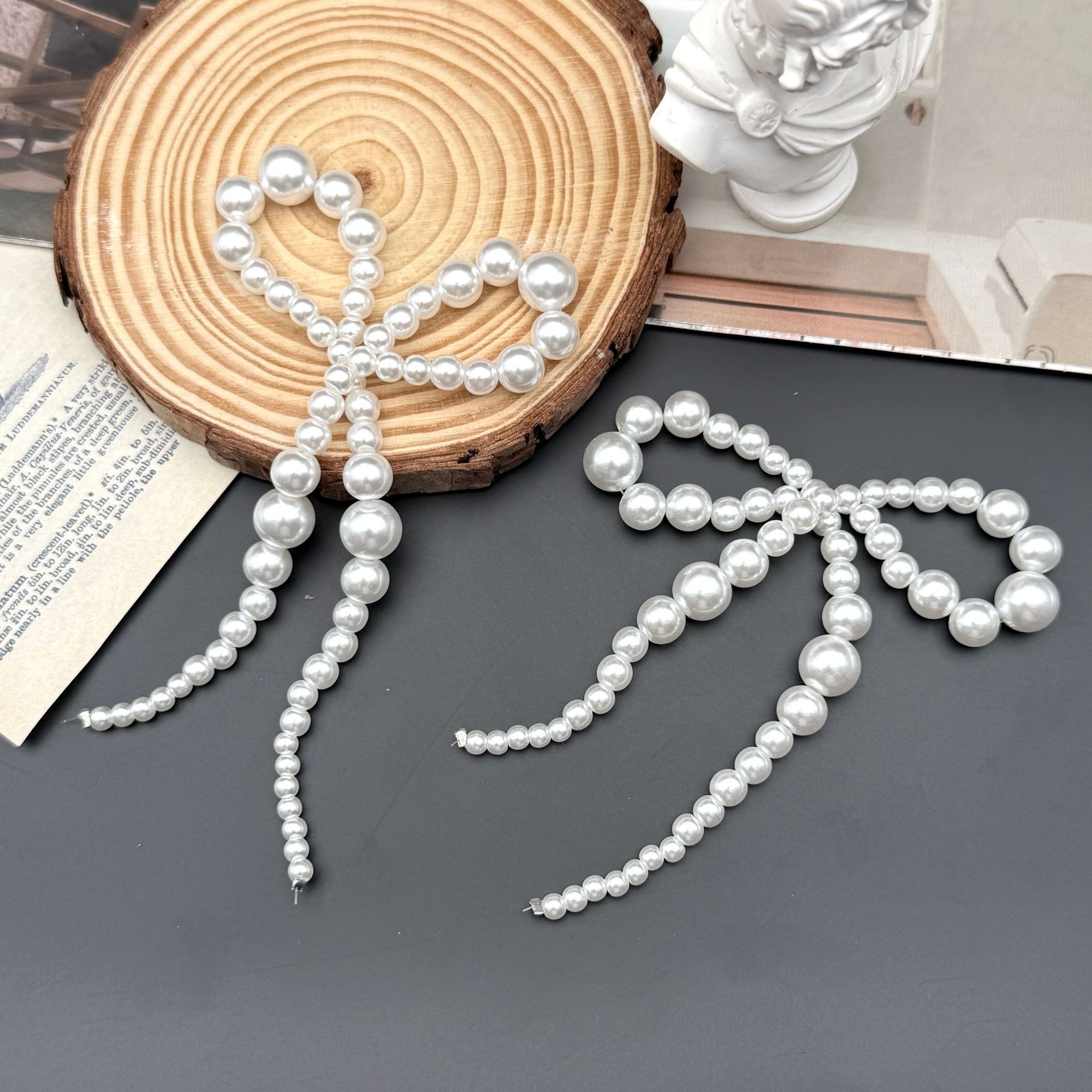 Picture of Korean version of the new ballet style pearl bow hoop ring tassel shoe buckle pendant fashion small fragrance handmade DIY match
