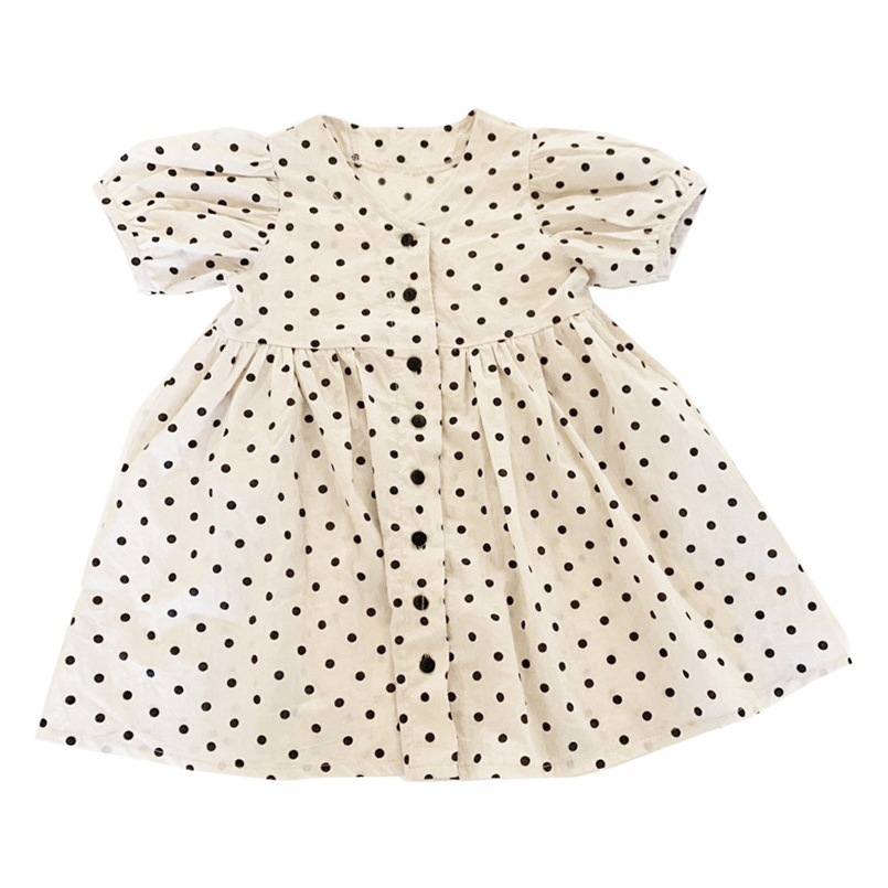 2022 summer Korean style parent-child clothing new Korean style polka dot bubble short sleeve Princess casual women's clothing Dress 1