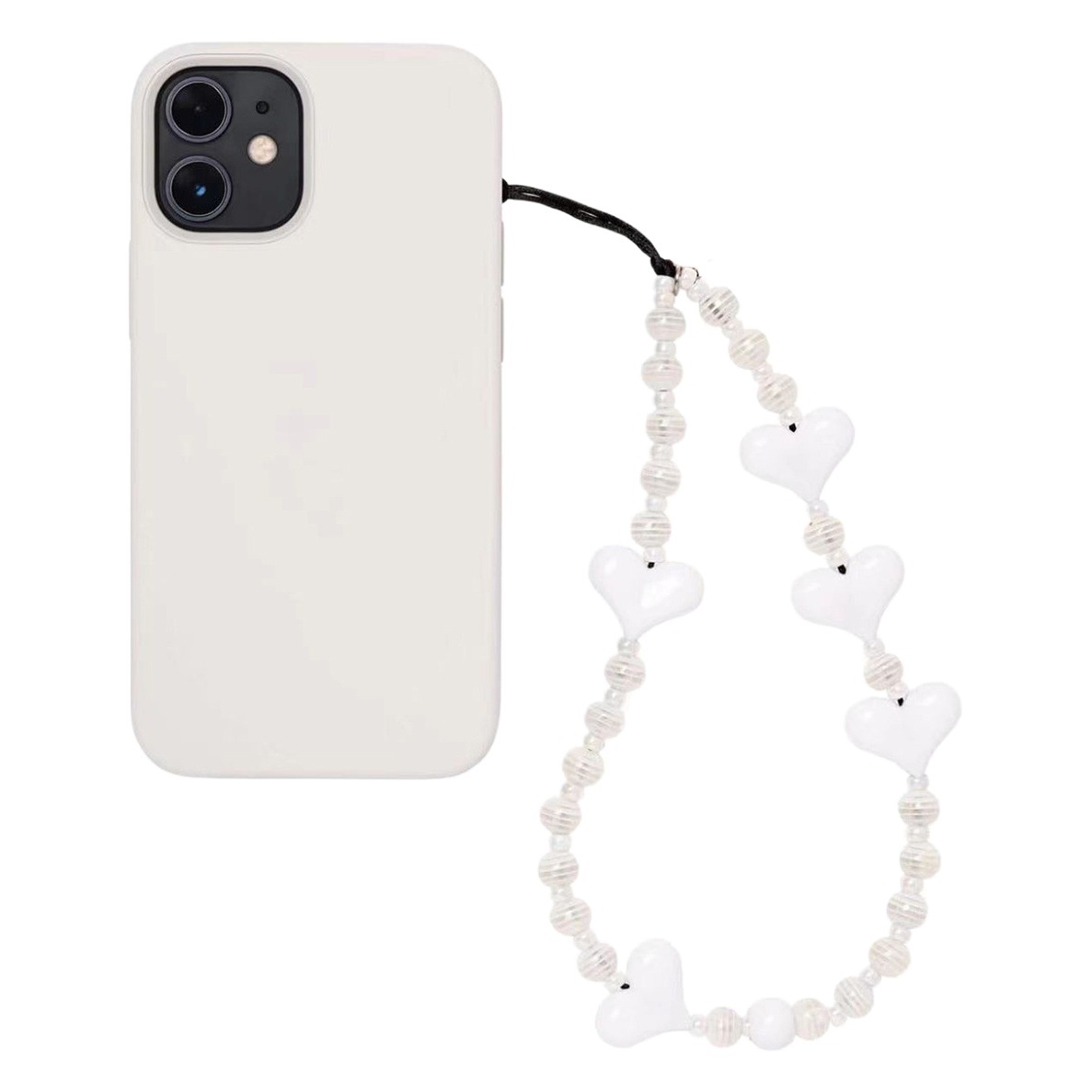 KKBEAD Japanese and Korean portable ornaments white acrylic love ins star punch phone chain wrist lanyard