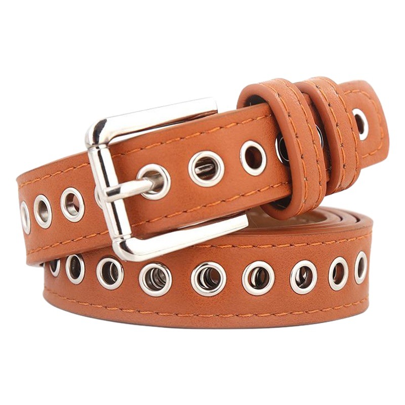 New metal whole air eye belt ladies belt non-perforated Korean version of Joker fashion hollow decorative belt wholesale