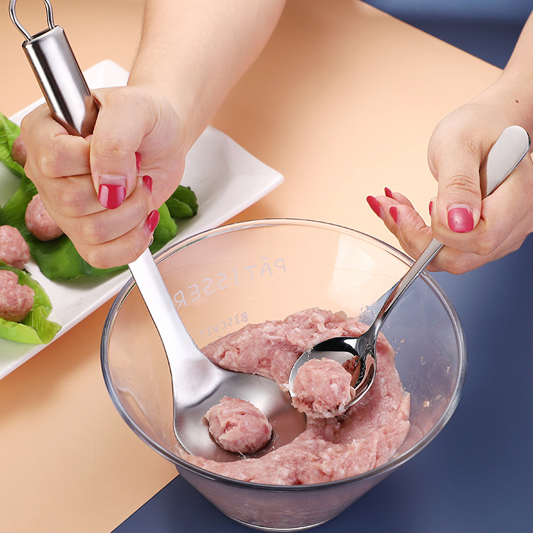 Picture of 304 Stainless Steel Meatball Maker Kitchen Tools Meatball Spoon Fish Ball Shrimp Sliding Pressing Meatball Creative Household