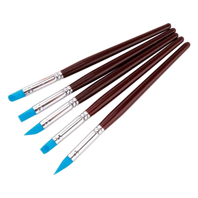 Cross-border Pottery Clay Silicone Pen 5-piece Set Soft Pottery Making Tools Trace Modifying Pen Watercolor White Brush