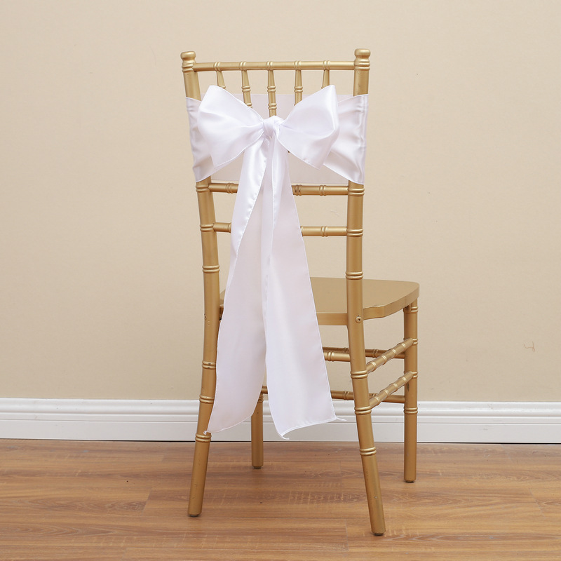 Picture of Chair Cover Bow Tie Hotel Wedding High-end Light Luxury Red Chair Back Flower Decoration Satin Diding Ribbon