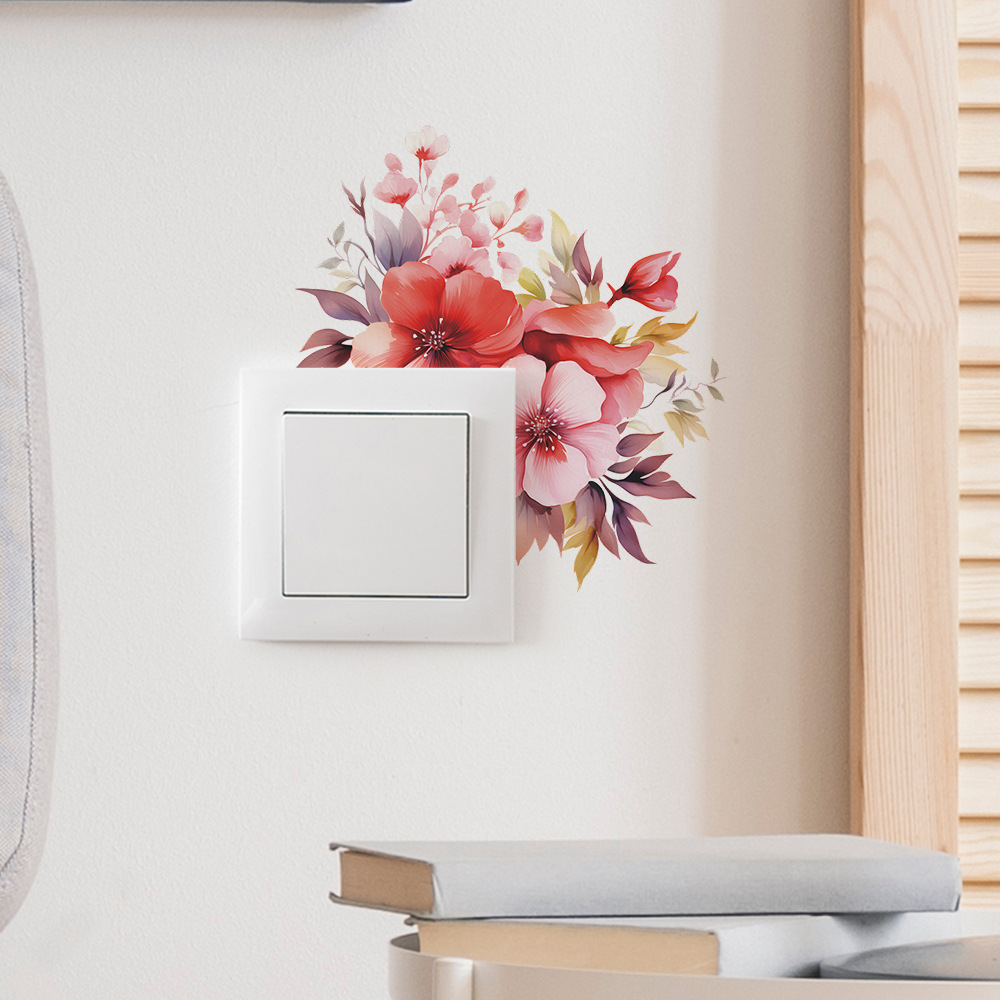 VA-KG014 painted beautiful flowers bedroom living room switch stickers home decoration beautifying wall stickers wholesale foreign trade