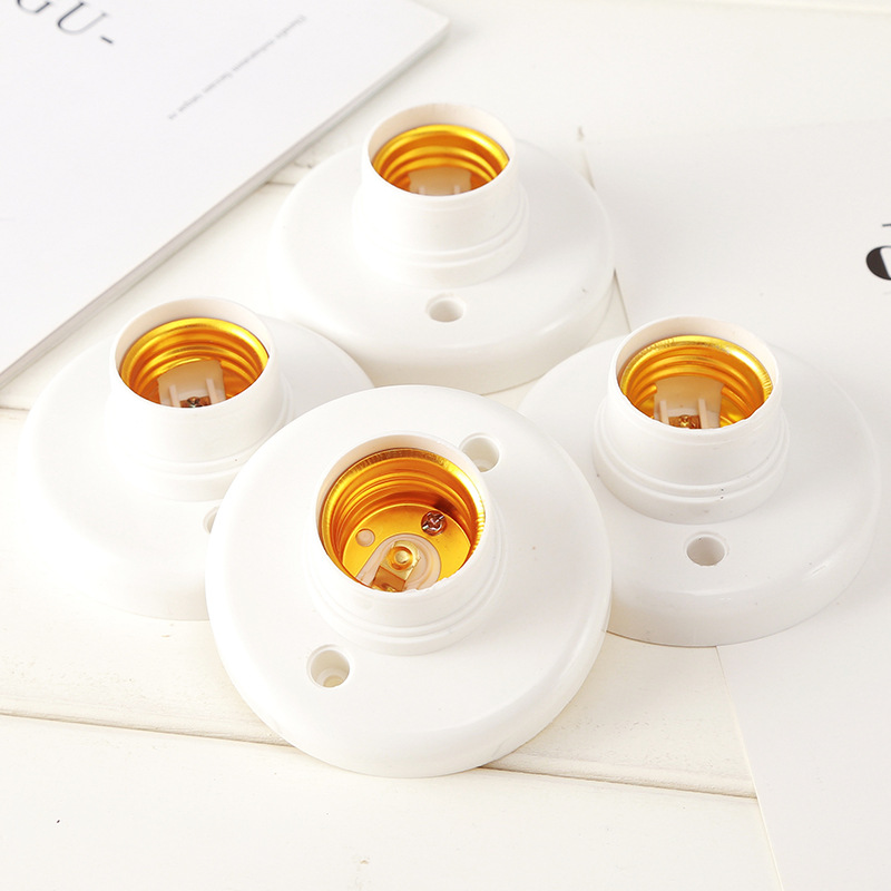 Special for foreign trade E27 screw cap lamp holder paperback screw cap lamp holder household small flat lamp holder plastic copper lamp holder