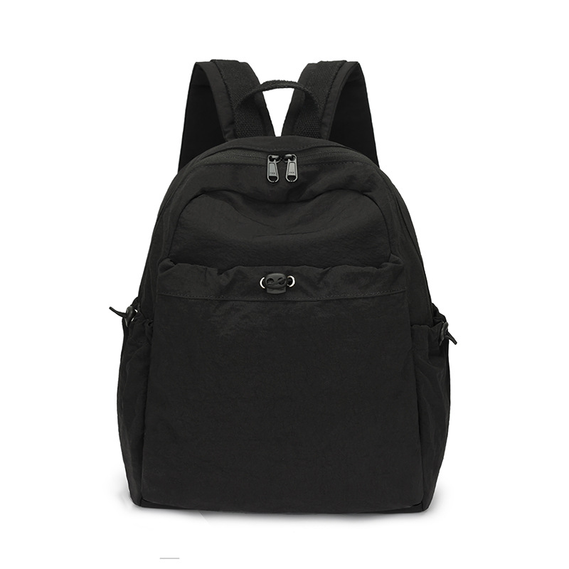 Picture of Japanese Style Pure Color Pleated Nylon Backpack Women's Large Capacity Lightweight Casual Travel Female College Student High-End Backpack