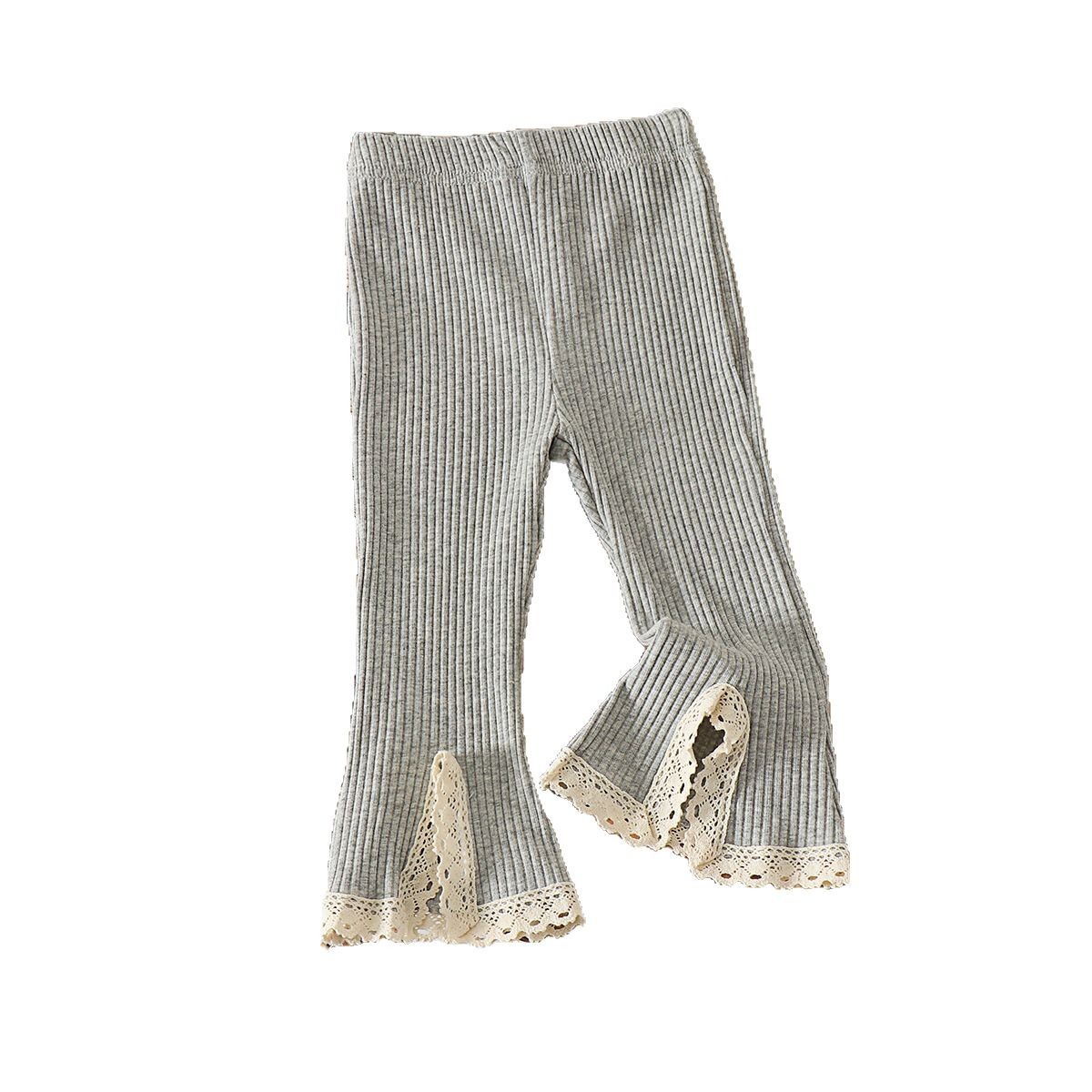 Picture of Infant Early Autumn Baby Girl Korean Style Micro Lace Pants Lace Stretch Pit All-match Solid Color Flared Pants