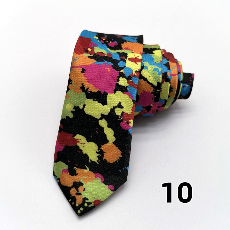 Picture of Ultra-narrow 5cm printed tie leopard print hand-tied unisex casual tie