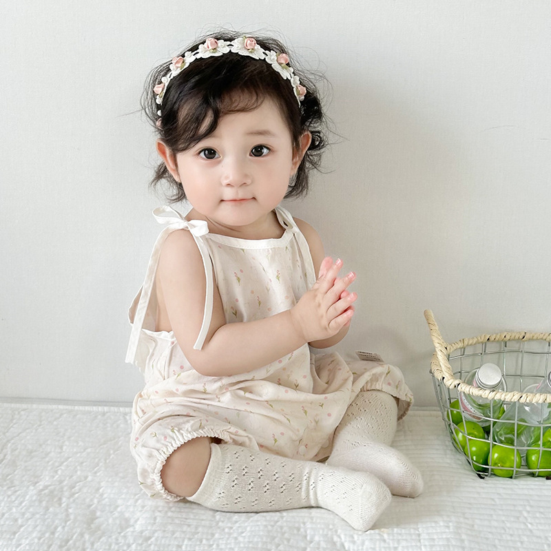 Picture of Baby's Summer Clothes Newborn Printed Short-sleeved Jumpsuit Baby's Summer Sling Cute Cotton Hassel Climbing Suit