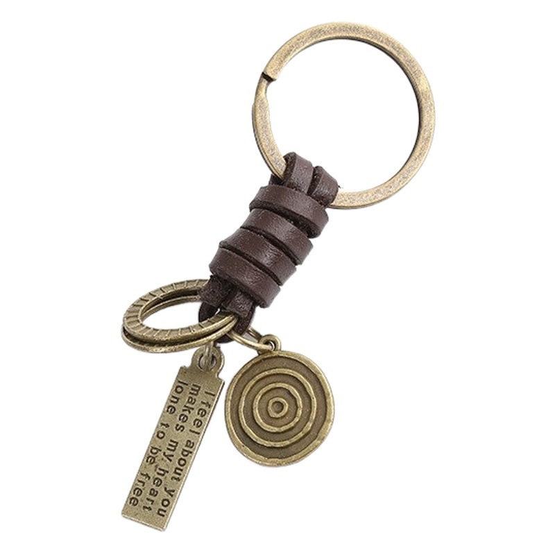 Factory hand-woven key chain accessories retro versatile leather rope key chain semi-finished DIY pendant accessories
