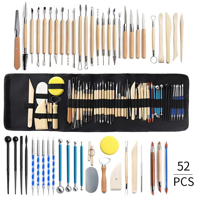 Cross-Border special set of 52-piece clay tools clay sculpture tools set multi-functional combination clay tools