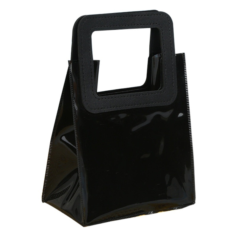 Black pvc tote bag custom candy color ins fashion hand jelly bag wholesale gift plastic tote bag