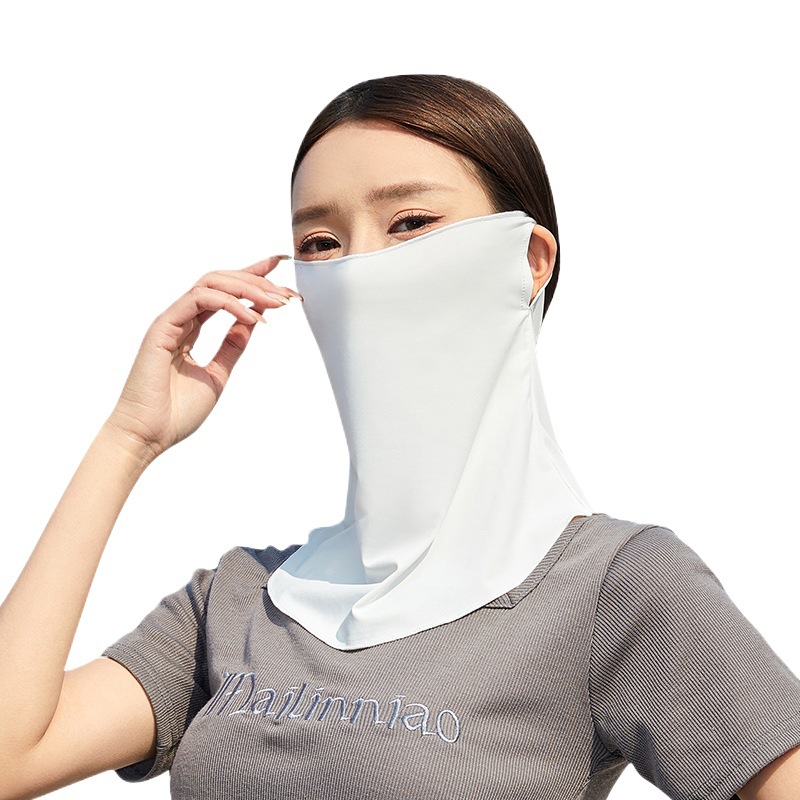 Ice Silk Sunscreen Mask Women's Summer Anti-ultraviolet Neck Shading Riding Sun Veil Face Towel Ear-hanging Face Gini