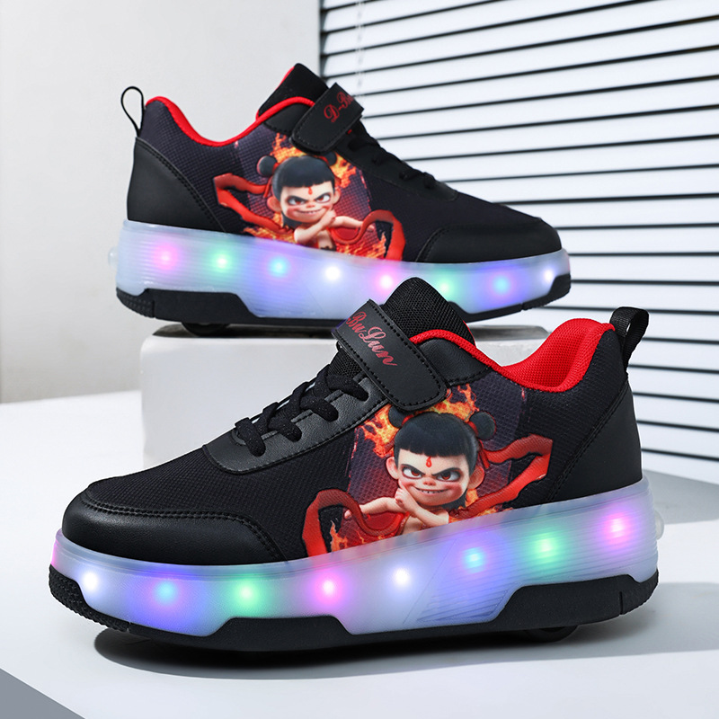 Picture of 2025 new cross-border children's luminous shoes pulley heloo shoes boys with brake wheels skates student sports