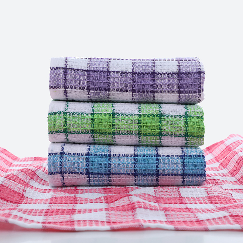 Shipping mark in stock Duoduo hot sale flat cloth blended absorbent yarn-dyed kitchen towel small plaid quick-drying tea towel