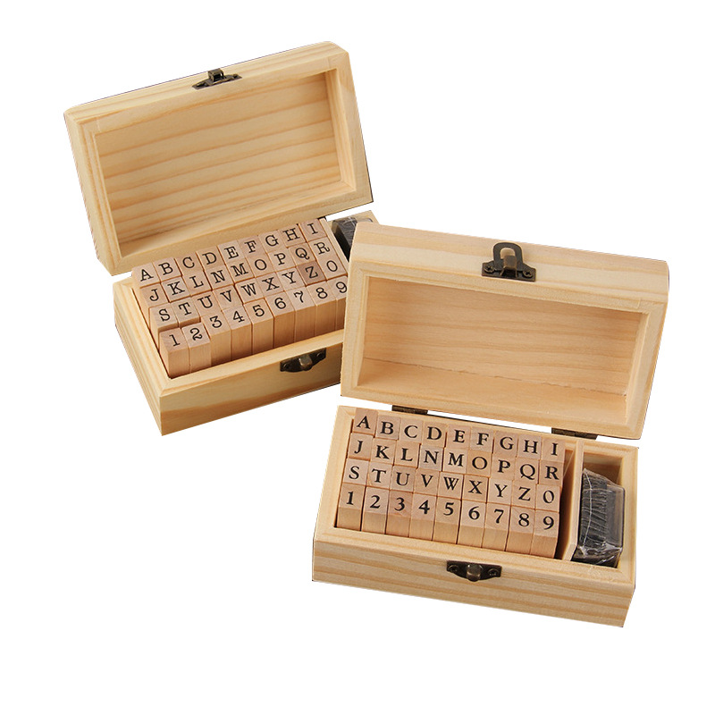 Picture of Basic Hand Account Set Typewriter Font Seal Ming Dynasty Orthodox Alphanumeric Wooden Seal 36 Pieces