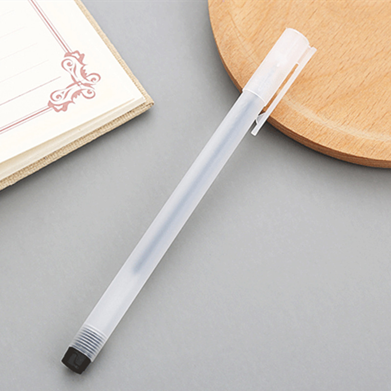 Picture of Transparent Frosted Small White Pen 0.5 Gel Pen Needle Tube Ballpoint Pen Signature Pen Water Pen Black Carbon Pen for Students