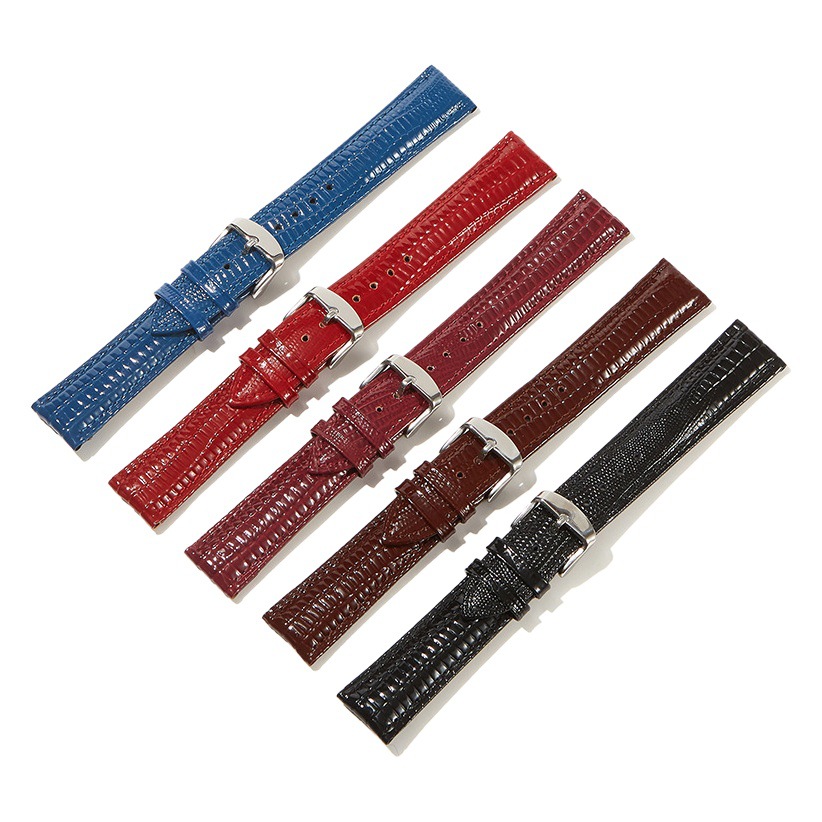 Factory in stock lizard print cowhide watch strap bright leather watch strap accessories 12mm-24mm wholesale