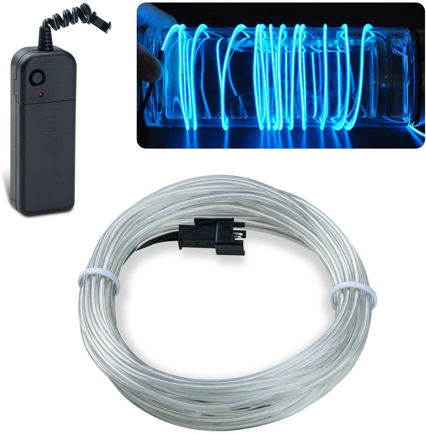 Picture of Luminous Wire Manufacturer 2.3mm Round Wire Can Be Bent at Will Without Losing Light, Comes with 3V Battery Box Driver and USB