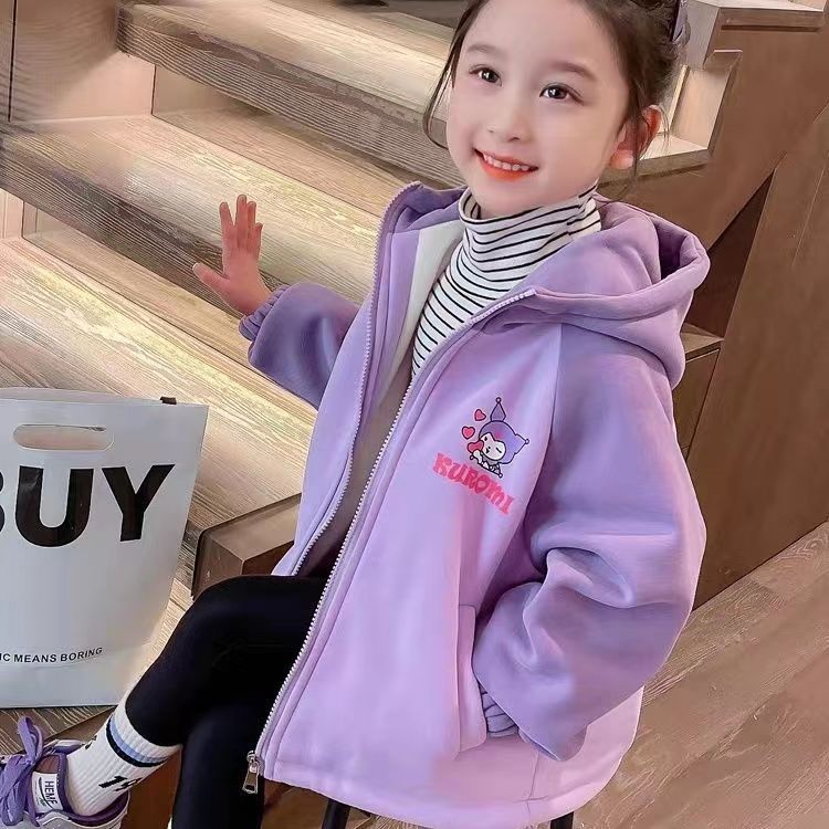 Picture of Girls' 2024 New Autumn and Winter Children's Winter fleece-lined Children's Hooded Foreign Style Thickened Warm Hoodie Coat