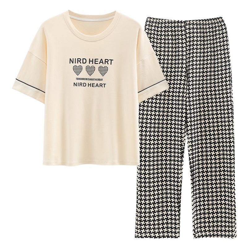 2024 New Spring Summer Pure Cotton Pajamas Women's Casual Striped Sweet Girls Loose Home Suit