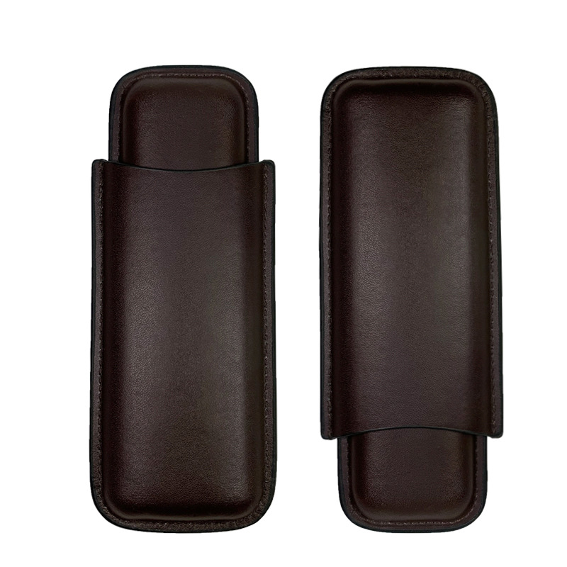 ✅ Spot Portable Cigar Set Travel Size Brown Leather Case Cigar Humidor Cigar Bucket Cigar Box Business