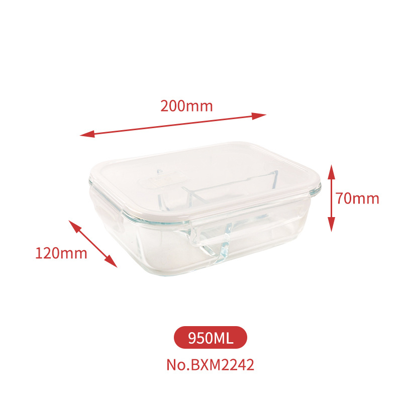 Picture of High Boron Glass Lunch Box Accompanying Gift Heating Bowl Microwave Oven Refrigerator Fresh-keeping Box Office worker Lunch Box with Meal Lunch Box