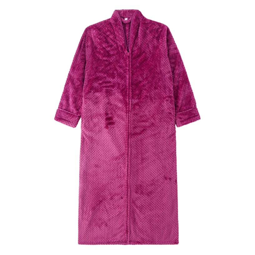 Cross-border Autumn and Winter Coral Fleece Nightgown Men's Loose Large Size Extra-long Warm Fleece-lined Thickened Female Pregnant Women's Nightgown Home Clothes