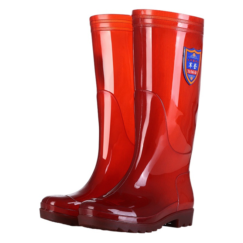Jundeng Brown Non-lining high rubber shoes waterproof shoes quick-washing quick-drying water boots long rain boots black slip-on rain boots