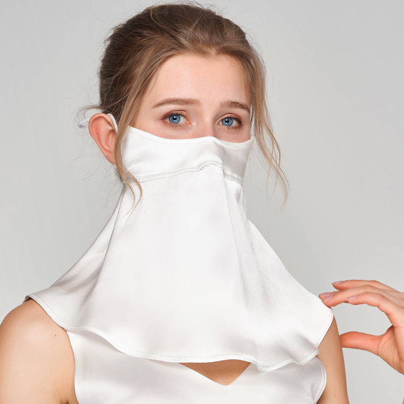Picture of Silk sun mask sleep breathable full face cover summer UV mask mulberry silk oil smoke-proof veil for women
