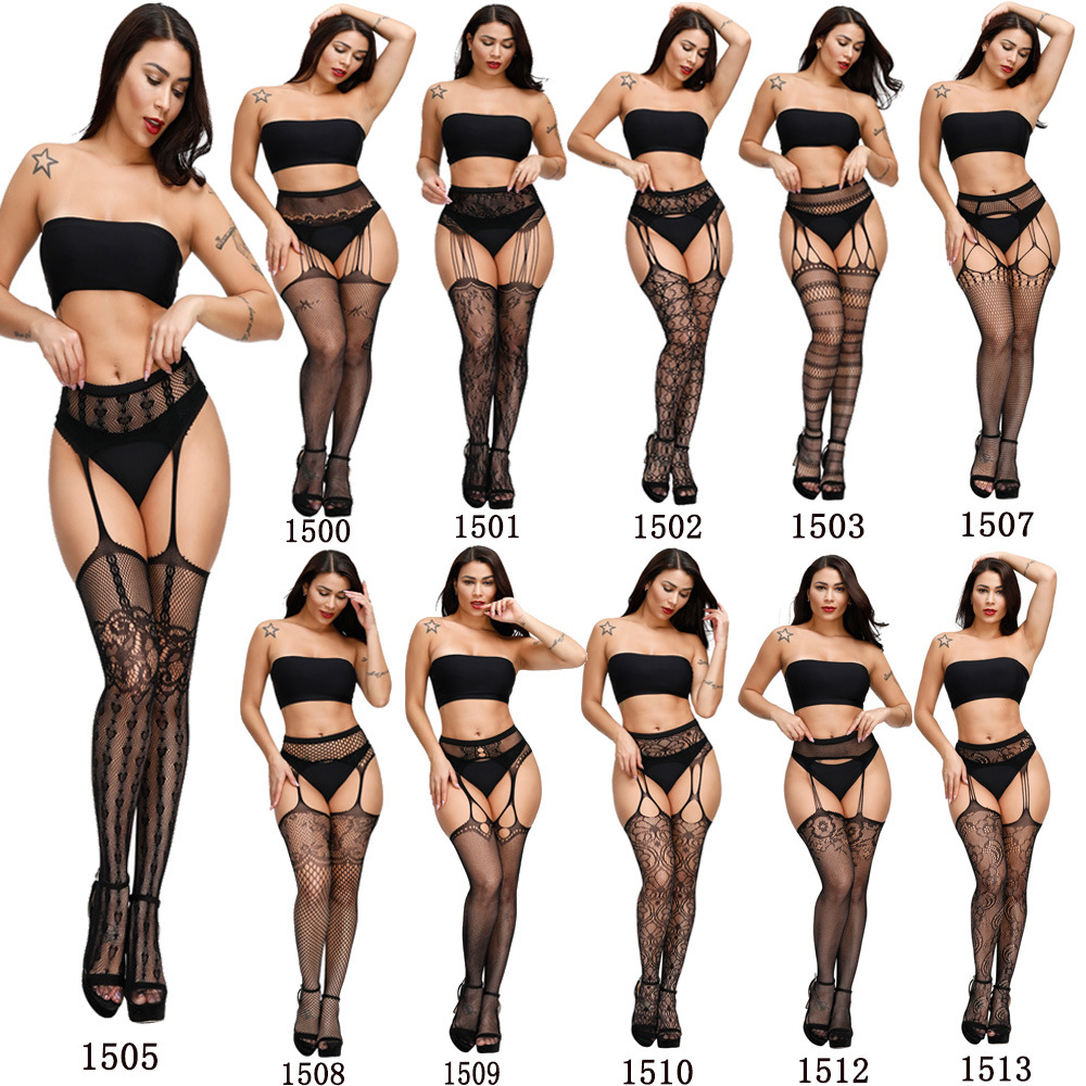 Lace Garter Set Lace Non-Slip Sexy Long Garter Stockings Fishnet Stockings European and American Sexy Lingerie Large Size