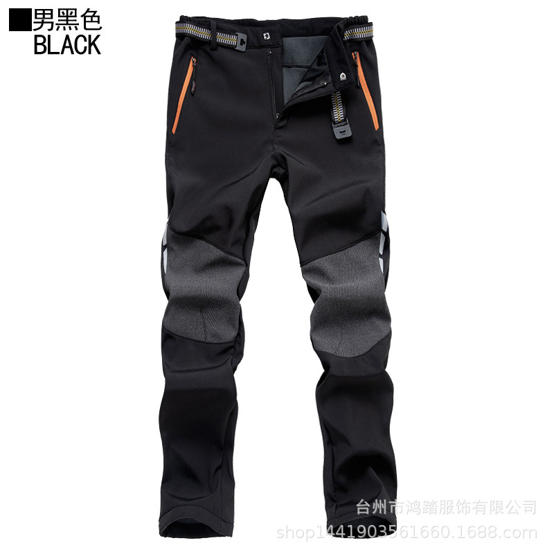 Picture of Men's Outdoor Sports Assault Pants with Velvet and Thickeneding for Autumn and Winter Large Size Waterproof Soft Shell Fleece Ski Mountaineering Pants